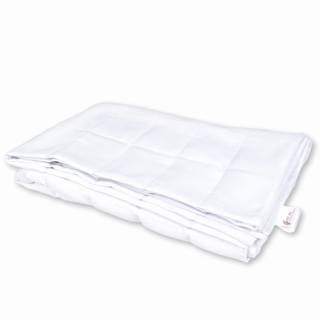 A-TYPISCH Basic – Gewichtsdecke Simply White – 100% Bio-Baumwolle Glasperlen-Füllung 100×135
